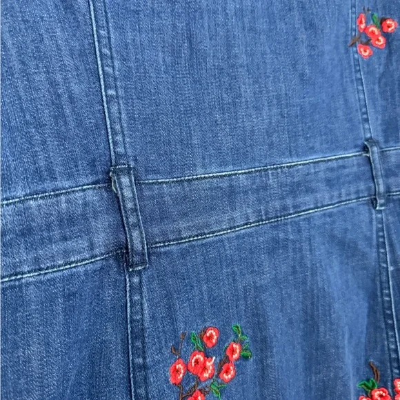 Madewell Embroidered Floral Denim Shirt Dress 2 NWT Pockets - Picture 9 of 12